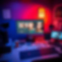 A workspace showing a computer monitor with software interfaces for image generation, featuring realistic skin textures and hair samples, surrounded by notes and tools for enhancing visuals.