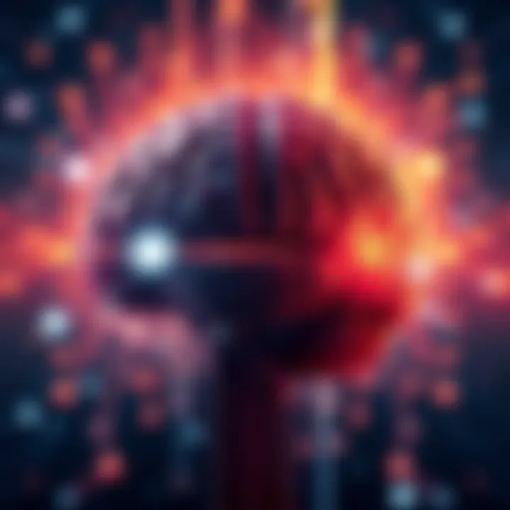 Physics and AGI Connection Illustration showing the relationship between physics and artificial general intelligence, featuring symbols of thermodynamics and quantum mechanics alongside a brain graphic, symbolizing AGI development.