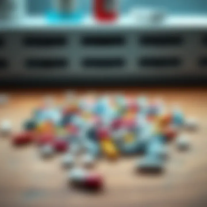 A handful of various pills scattered on a wooden table, representing the dilemma of taking multiple medications at once