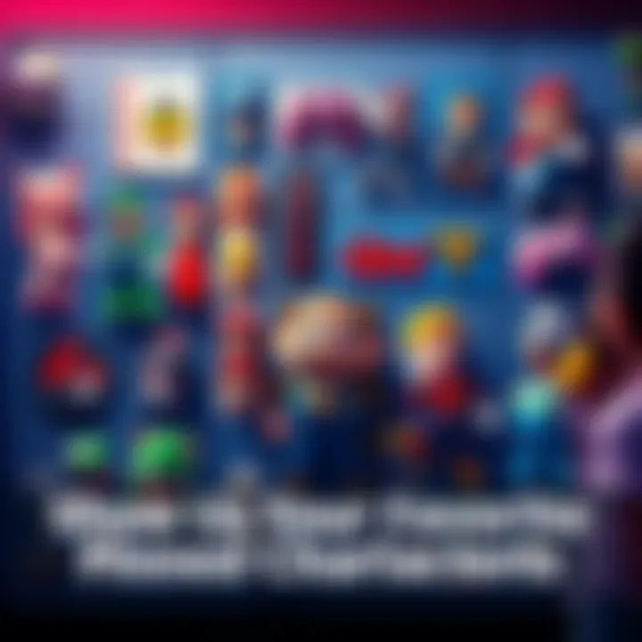 A collection of popular game characters displayed as pinned items on a virtual board, inviting people to share their favorites.