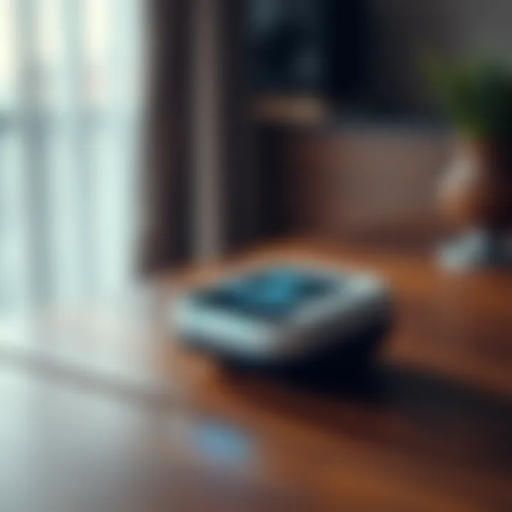 A Pipsqueak2 device sits on a wooden table, highlighting its unique features and design.
