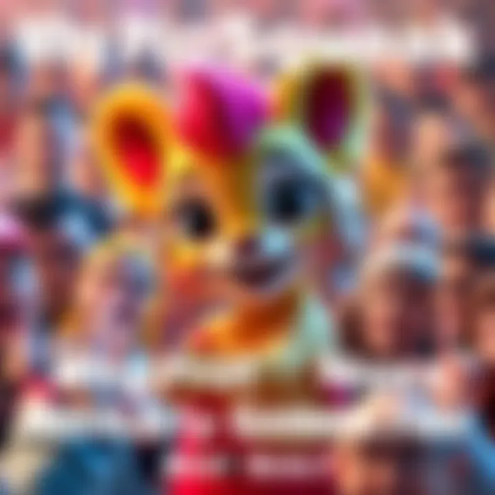 A colorful character named PipSqueak surrounded by fans, showcasing mixed reactions of admiration and criticism.