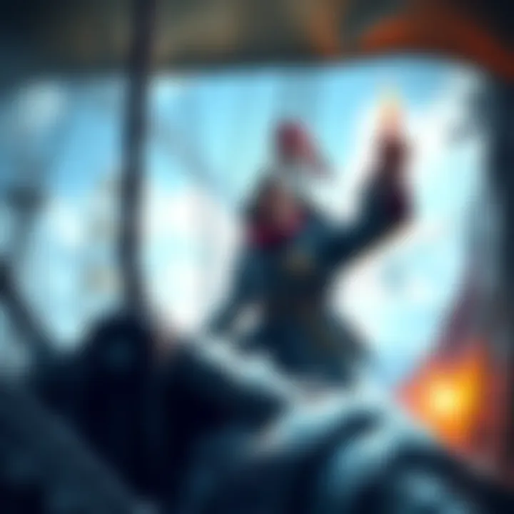 Pirate Captain Commanding Crew A pirate captain shouting orders to his crew on a ship, while enemy ships approach from both sides