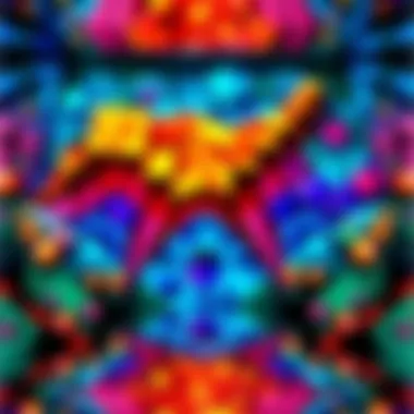 A vibrant pixel 3D lenticular piece showcasing a blend of traditional art techniques and modern creativity, with colorful shifting patterns.