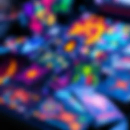 A collection of vibrant pixel art cards showcasing various designs and characters