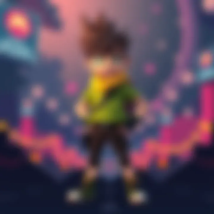 A vibrant pixel art character standing confidently, showcasing crisp sprite graphics.