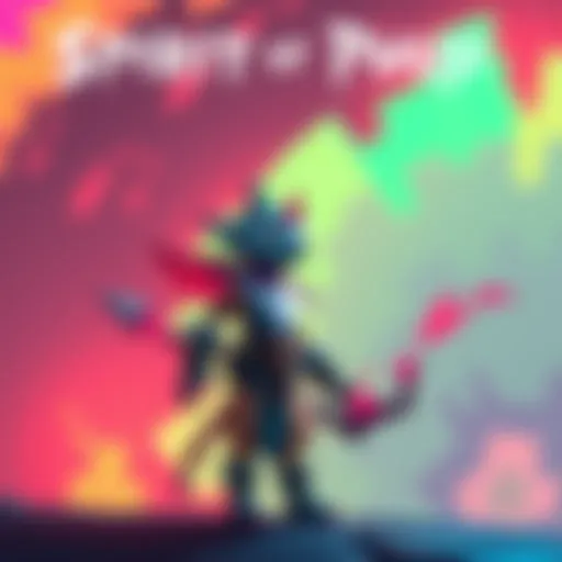 A colorful pixel art character from Spirit of Phuji stands against a vibrant background, showcasing the game's unique visual style.