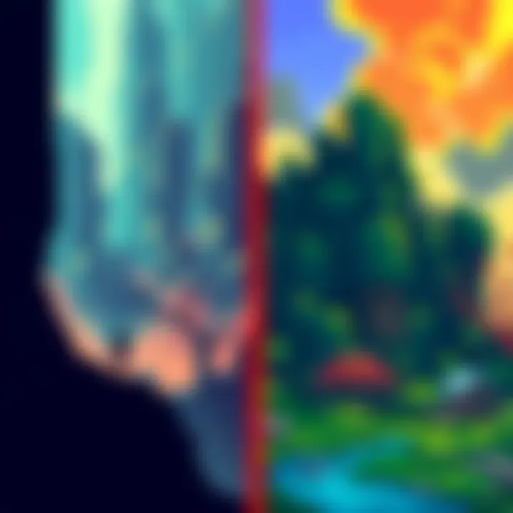 A side-by-side view of an artist's first pixel art creation and the latest version, showing their artistic evolution