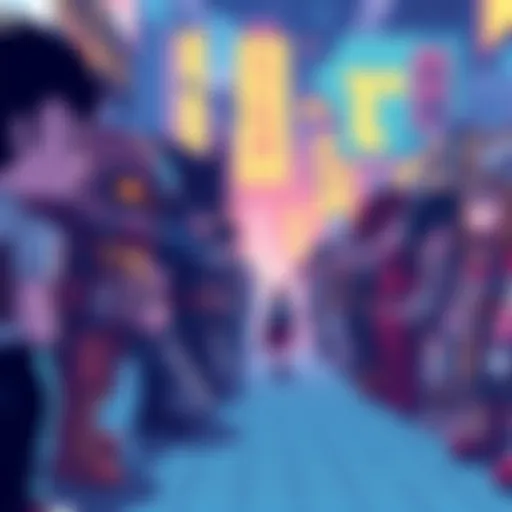 A fullscreen display of pixel art characters showing sprite rotation issues and upscaling artifacts.