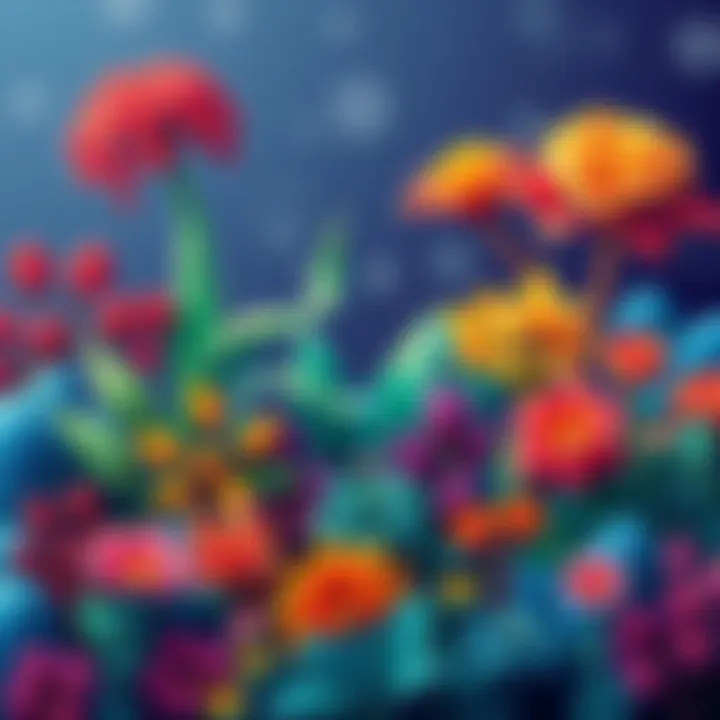 A collection of colorful pixel art sprites depicting various types of vegetation for a mobile game.