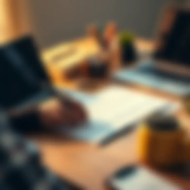 Planning for Success A person writing goals and plans on a notepad at a desk, surrounded by a laptop and coffee cup