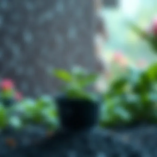 A digital plant in a game receiving water from raindrops, showcasing growth and nurturing
