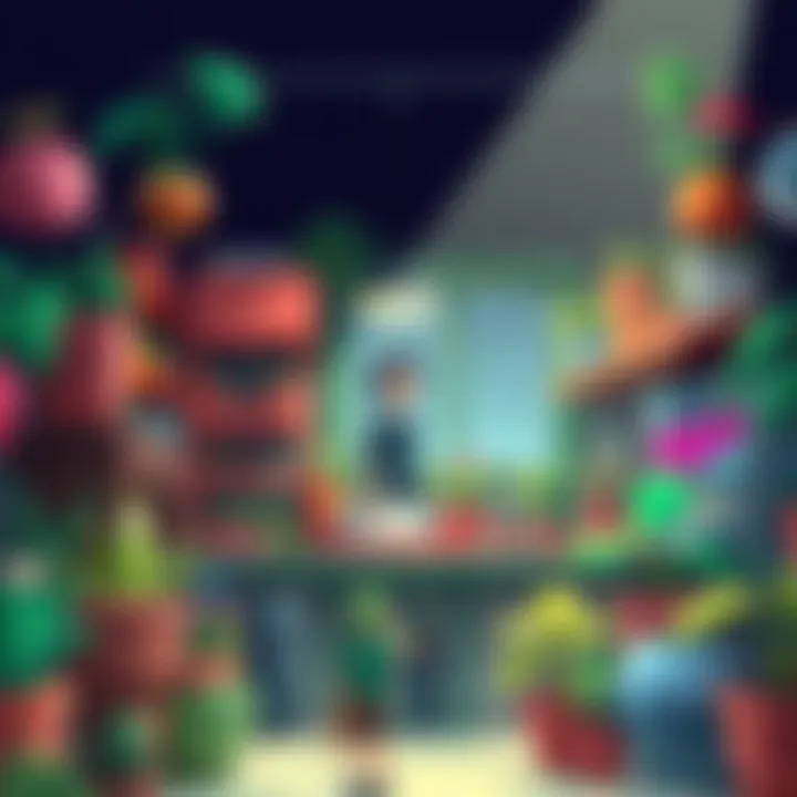 A cozy plant shop setting with various plants and a shopkeeper looking concerned, hinting at a spooky atmosphere related to a curse.