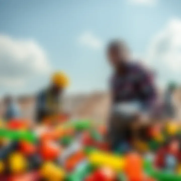 Workers in Ghana creating roofing sheets and desks from recycled plastic waste