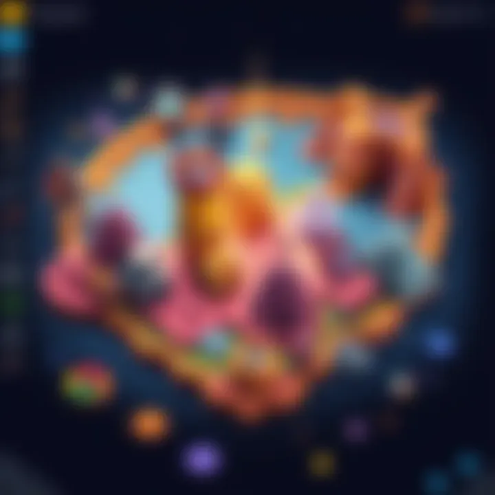 Player Analytics in Action A visual representation of player analytics for a 2D side-scroller game, showcasing combat stats, item usage, and player preferences on a vibrant game map.