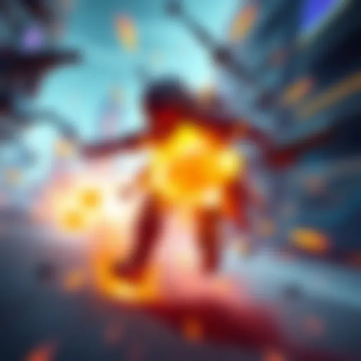 A player character dashes forward, causing weak enemies to explode as they make contact. The action shows dynamic movement and excitement in the game environment.