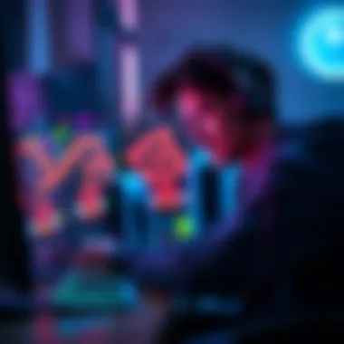 A gamer playing Balatro on a computer, focused on the screen with colorful graphics and quick action