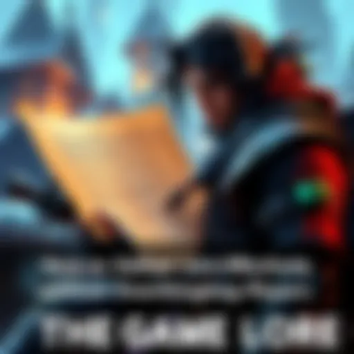 Player interacting with game lore A gamer reading an in-game text scroll while exploring a fantasy world, highlighting immersive lore delivery in gaming.