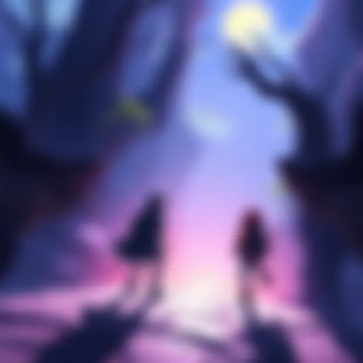 A character interacts with their shadow in a vibrant game world, showcasing unique gameplay mechanics.