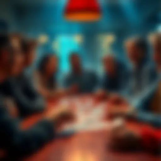 A group of people enjoying a game of Crazy Eights at a table, with cards spread out and laughter around.