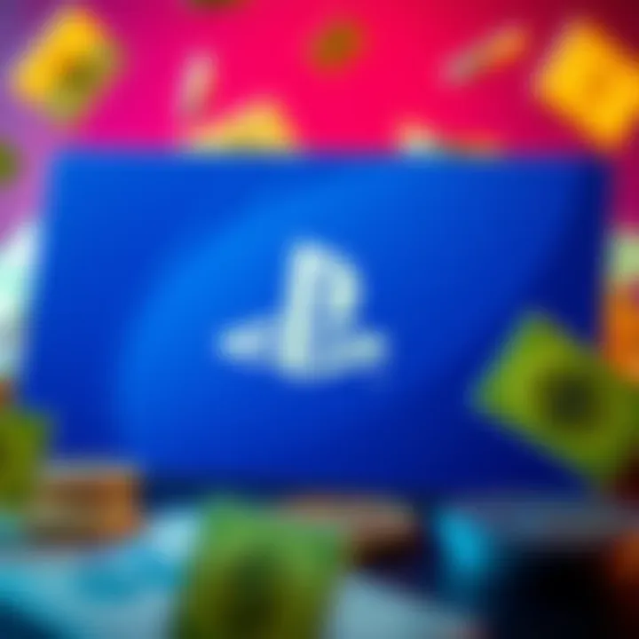 A graphic showing PlayStation Store credit available for claim, featuring the PlayStation logo and credit symbols like coins and cash.
