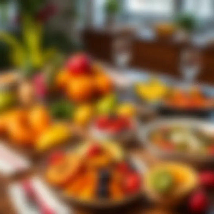 A vibrant display of Plump Pilgrim Pairs with fruits and dishes showcasing unique flavor combinations on a dining table