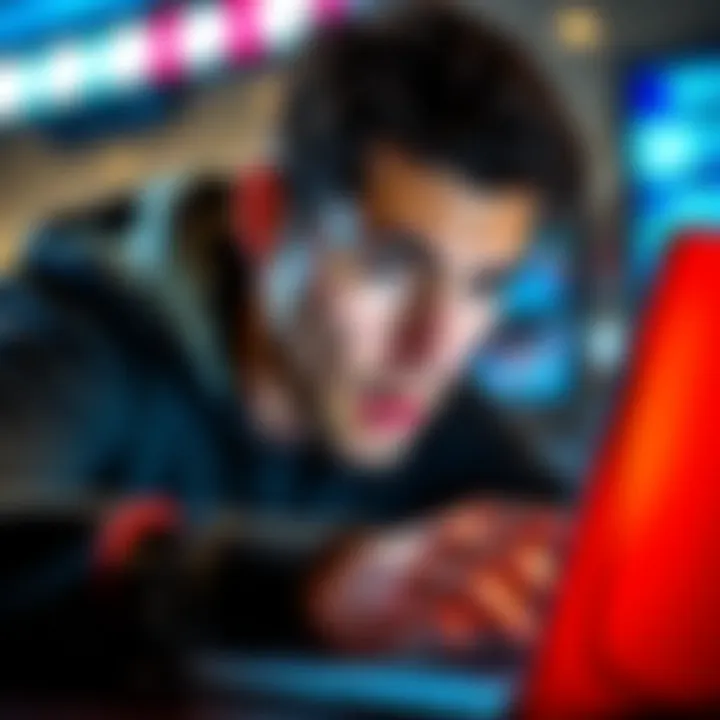 A concerned citizen looking at police data on a laptop with a worried expression, symbolizing trust issues with law enforcement handling their own data.