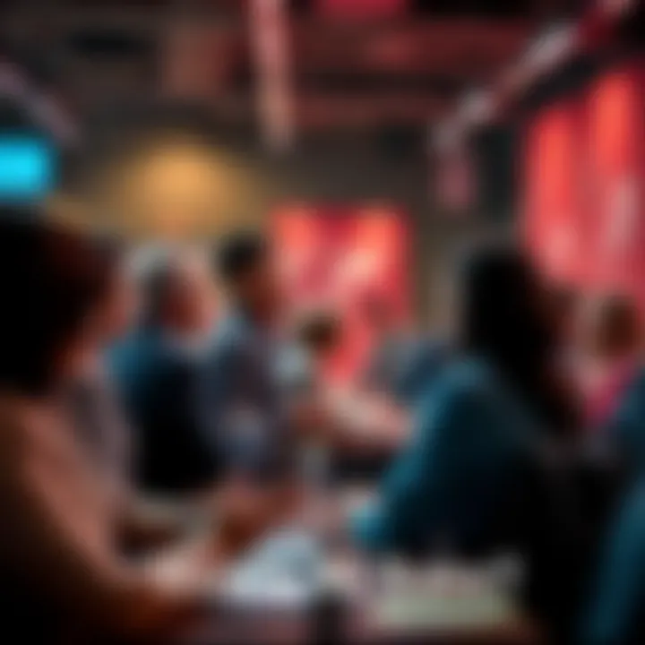 A group of people participating in a lively political debate in a public forum, sharing ideas and opinions.