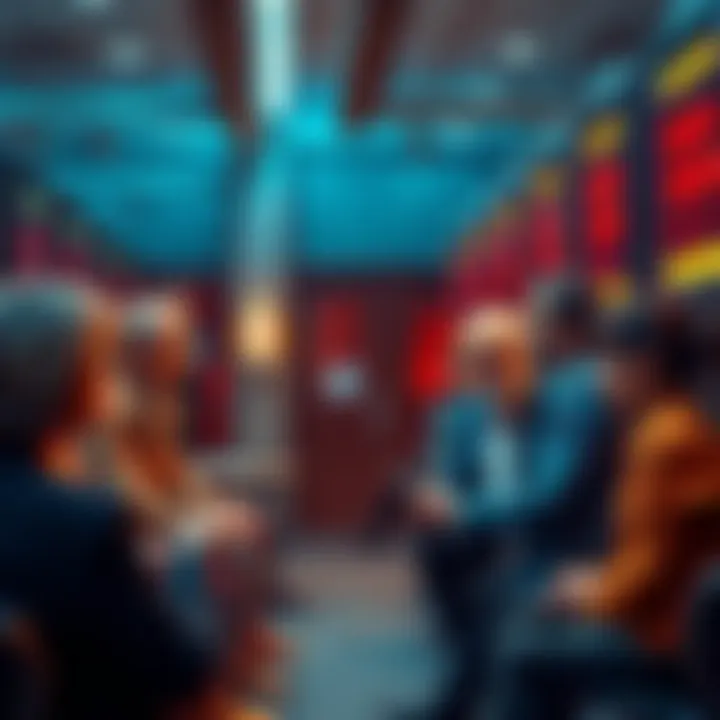 Politicians discussing data centers with concerned citizens in a town hall meeting setting