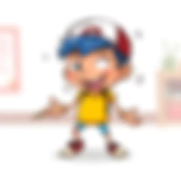 Poorly Drawn Original Character A simple, poorly drawn cartoon character inspired by middle school art styles, showcasing a nostalgic look with bright colors and exaggerated features. The character is depicted in a playful pose, cap...