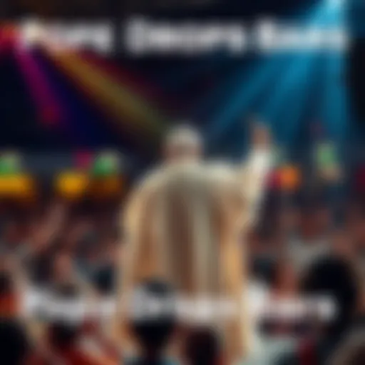The Pope stands on stage with a microphone, delivering rap verses to a captivated audience of young people, blending faith with modern music.