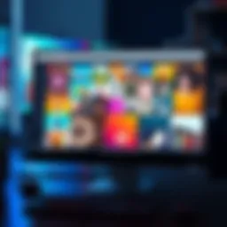 A computer screen displaying a colorful, well-organized online portfolio with images of art and design projects.