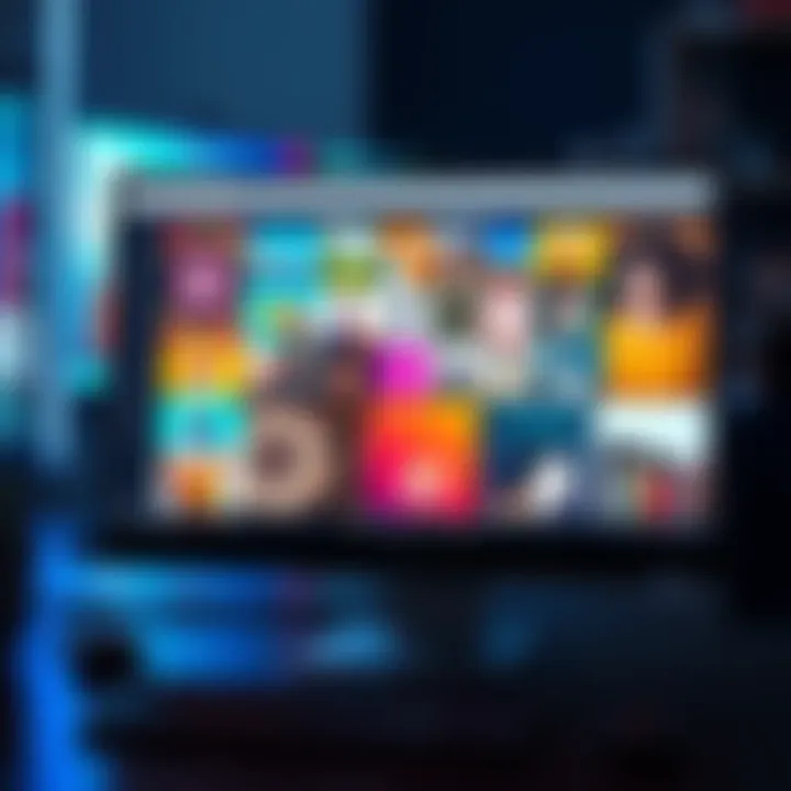 A computer screen displaying a colorful, well-organized online portfolio with images of art and design projects.