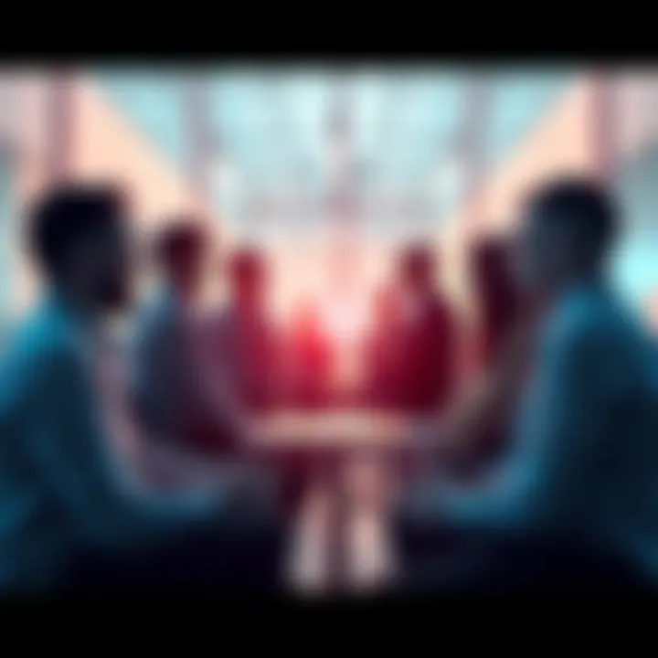 A group of people discussing artificial intelligence in a bright, welcoming environment, sharing ideas and encouraging collaboration.