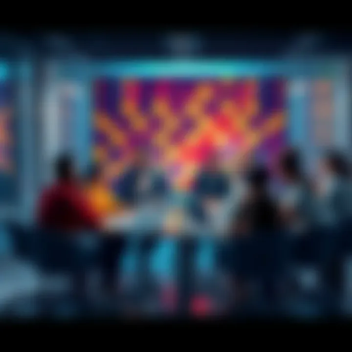 A diverse group of people engaging in a lively discussion about the benefits and limitations of AI technology at a round table.