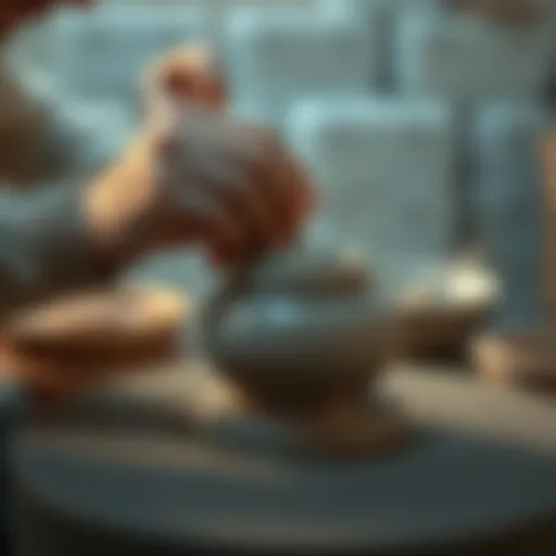 A developer demonstrating pottery mechanics in Godot 4.4.1, showing hands molding clay on a wheel.