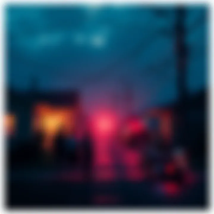 People standing outside in a heatwave, looking at darkened houses and downed power lines.
