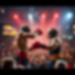 Two athletes facing off in a Power Slap competition, preparing to deliver slaps to each other, surrounded by an excited crowd.