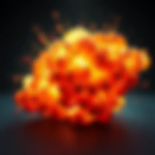 A visual demonstration of a prefab explosion affecting a player's RigidBody2D in Unity. The explosion creates a shockwave, pushing the player away.