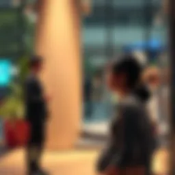 Person pausing during conversation A person standing with a thoughtful expression during a conversation, emphasizing a moment of silence and reflection in communication