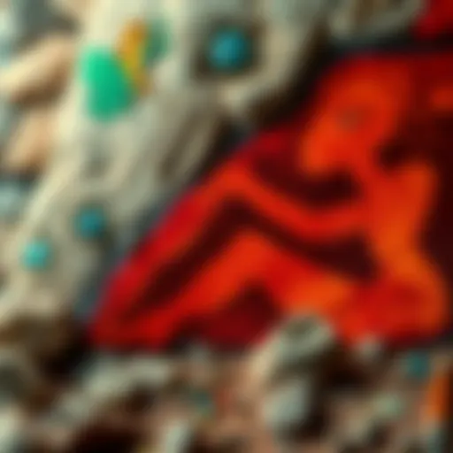 A scene depicting early humans painting on cave walls with natural pigments, showcasing vibrant colors and designs inspired by nature.