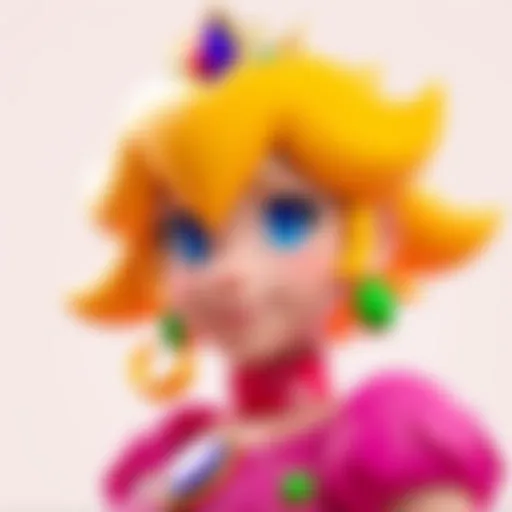 Stylized fanart of Princess Peach created with Zbrush, showcasing her unique design and vibrant colors.