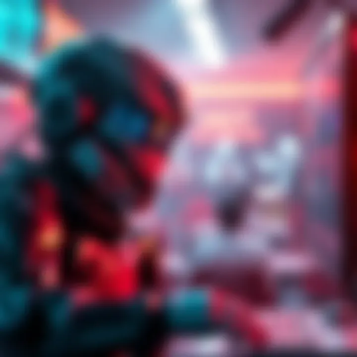 A digital representation of a private bot being moderated, with elements of violent roleplay in the background, showing tension in online interactions.