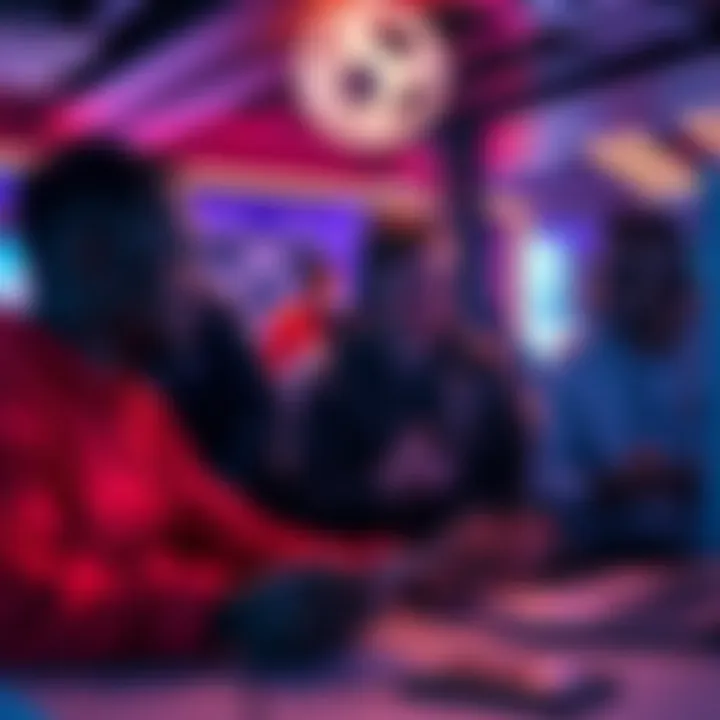 A group of pro-AI activists engaging in gaming while discussing their advocacy work and hobbies, showing a blend of interests.