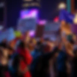 Pro-AI Rally A diverse group of people holding signs supporting AI rights at a rally, showing unity and determination against Hollywood censorship.