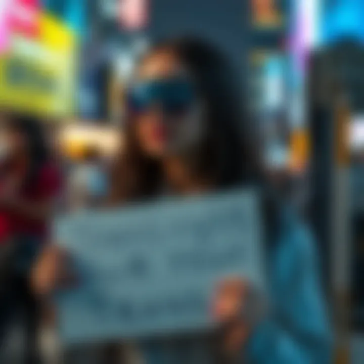 Pro AI User's Contradictory Stance A woman holding a sign supporting trans rights while expressing anti-AI sentiments on social media, showcasing her conflicting views.