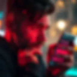 A frustrated person looking at a phone displaying a notification about message limits in Pro mode