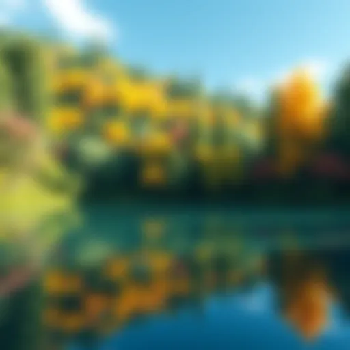 A vibrant Forest Lake scene created with Unreal Engine 5.8, featuring lush trees and realistic water surfaces using Megascans assets.