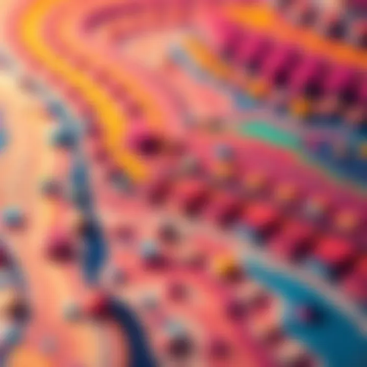 A close-up view of a colorful, textured surface showcasing dynamic patterns and layers, representing technology's impact on creativity.