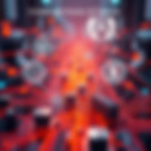 A visual representation of AI system challenges, highlighting issues like token handling and deployment hurdles with graphical icons.